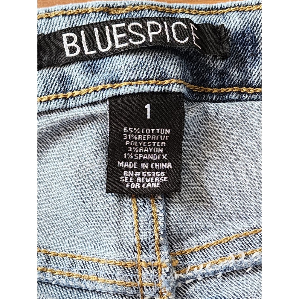 Blue Spice Grunge Bermuda Denim Shorts Longline Light Wash Size 1 Blue - Picture 4 of 9